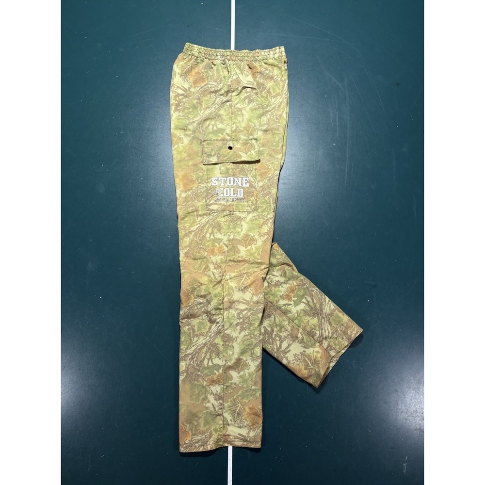 Vintage 90s WWF Stone Cold Steve Austin Camo Track Pants Wrestling Youth Large